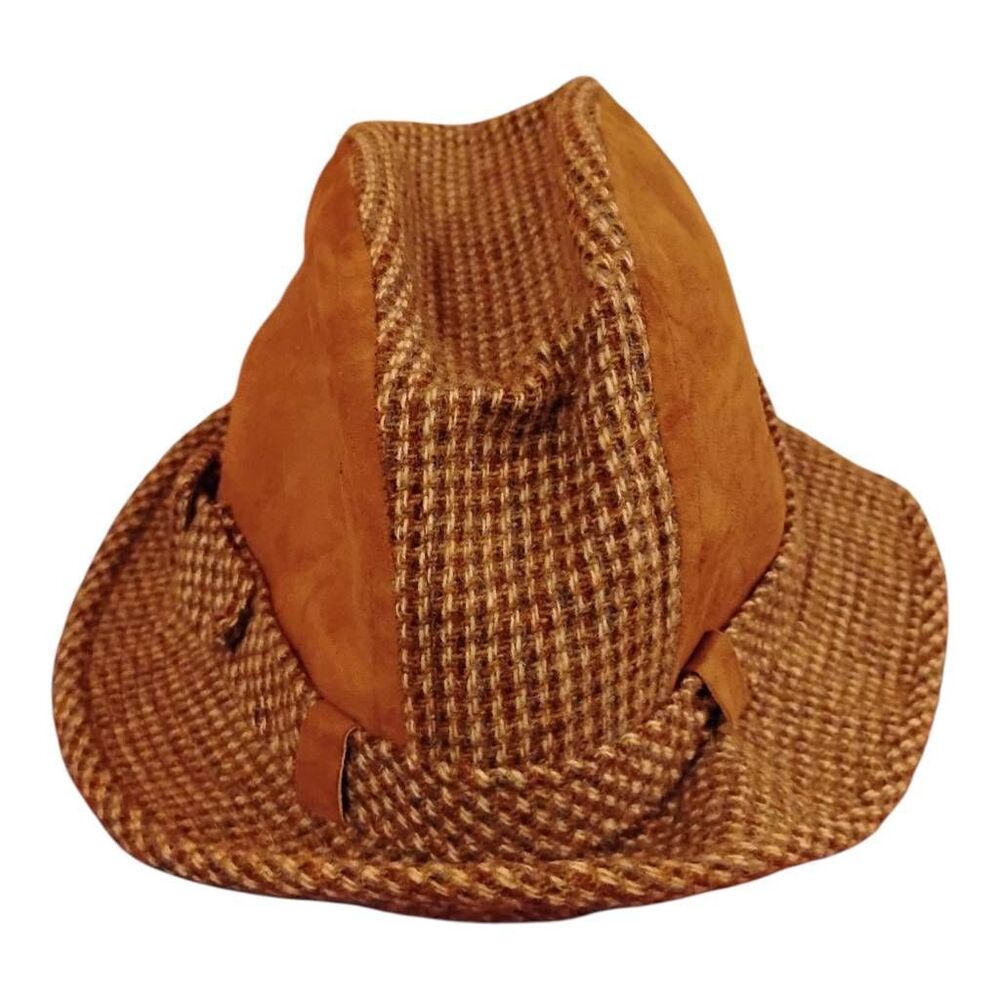 Vintage Dobbs NYC Brown Suede & Tweed Fedora Gentleman's‎ Hat Size 7